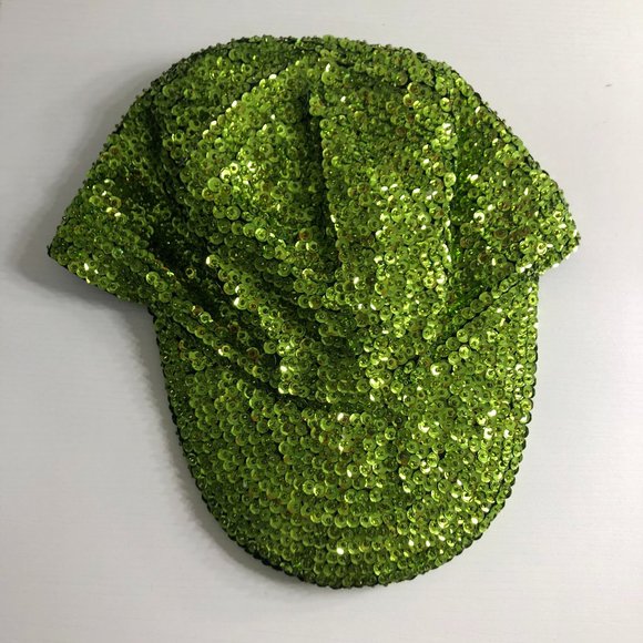 Vintage JC Lime Green Sequin Baseball hat - Picture 3 of 10